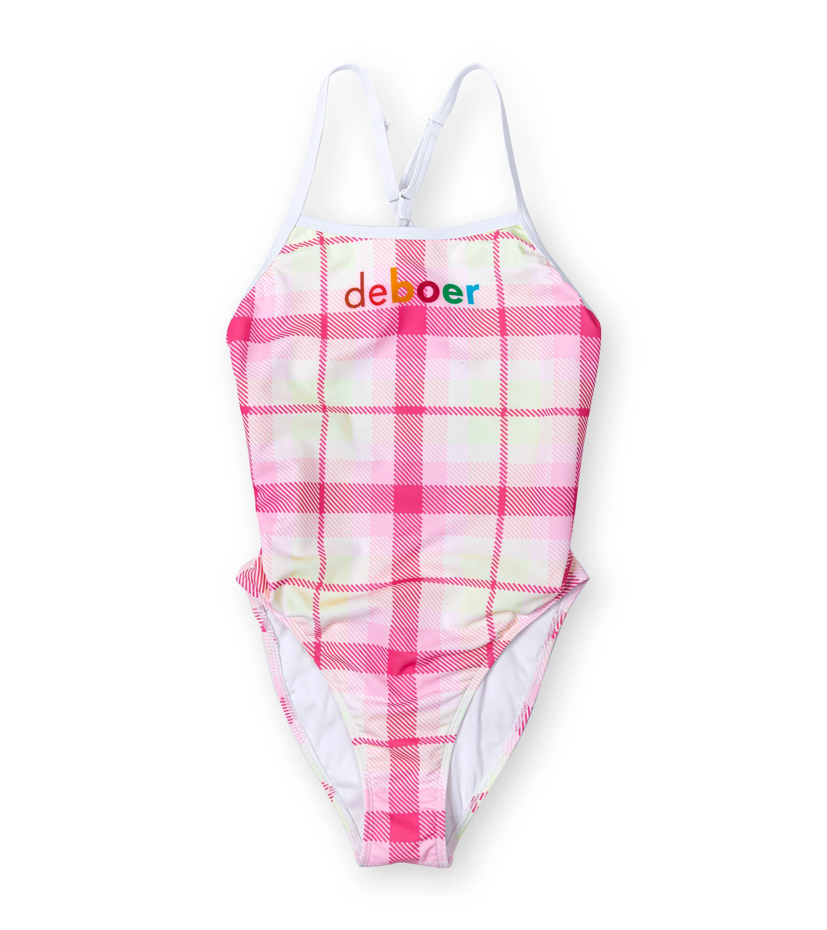 women's active back plaid swimsuit/pink - Image 3